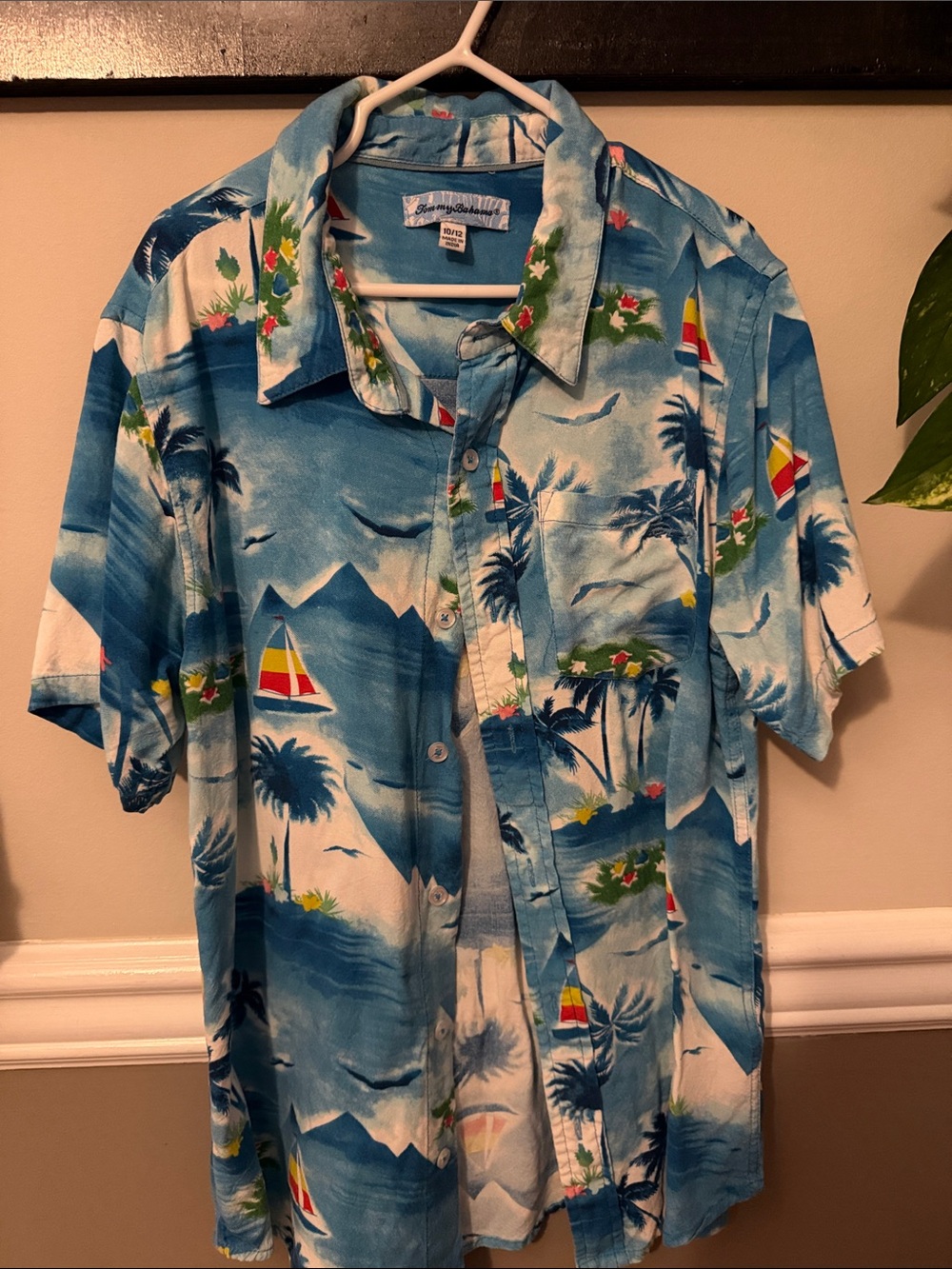 Tommy Bahama Blue Tropical Sailboat Button-Down Shirt